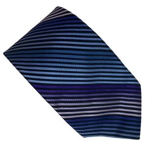 TED BAKER Necktie Mens Silk Blue Purple Striped Classic Designer 59x3.5 Jacquard